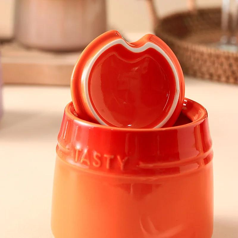 Керамическая банка для приправ с крышкой, разноцветная радуга, сахар, соль, кухонная ложка, набор во французском стиле