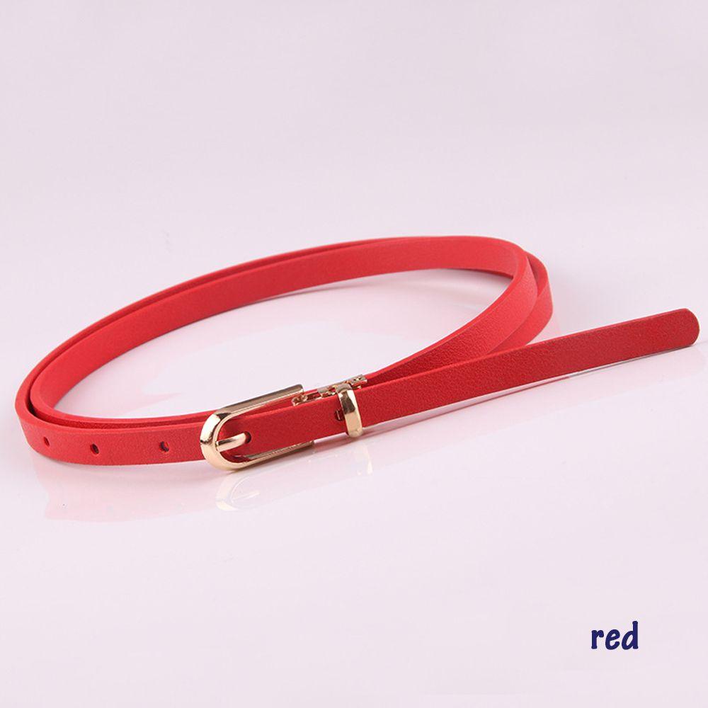 Fashion Candy Color Graceful Faux Leather Belts Dress Strap Thin Skinny Waistband Adjustable Belt