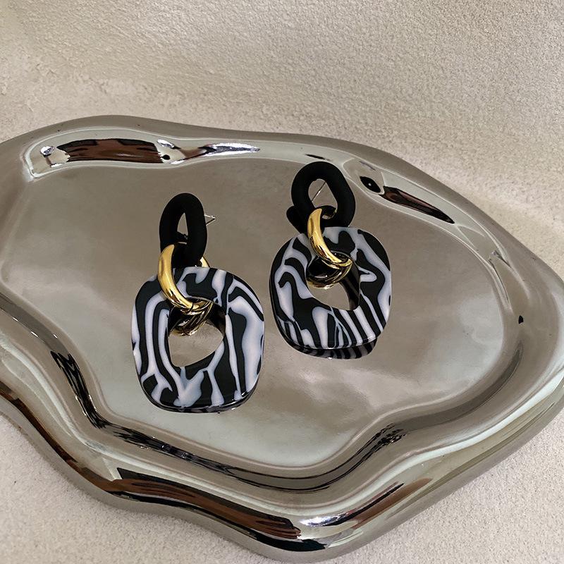 Серьги-подвески Геометрические с бантом Сердце леопарда Серебряная игла - Трендовый корейский стиль для женщин