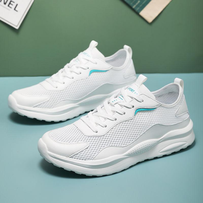 Белый Полый Дышащий Сетчатый Верх Мужские Повседневные Кроссовки Низкая Цена Уличные Атлетические Простые Легкие Удобные Мужские Спортивные Туфли