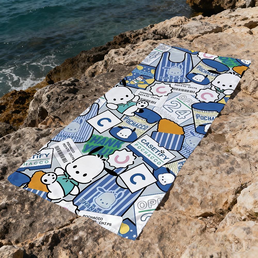 P-Pochacco-O МИЛЫЙ Полотенце Пляжное Быстросохнущее Мягкое Бассейн Полотенца Подарок для Путешествий Тренажерный зал Душ Кемпинг Спорт