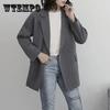 Spring Autumn Women Solid Color Jackets Chic Button Office Suit Coat Ladies Large Size Elegant Outwear