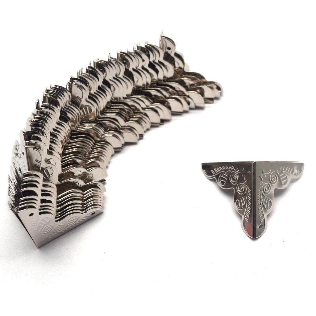 12Pcs Metal Box Corner Protector Triangle Antique Bronze Decorative Box Edge Safety Guard with Screws for Furniture Jewelry Box