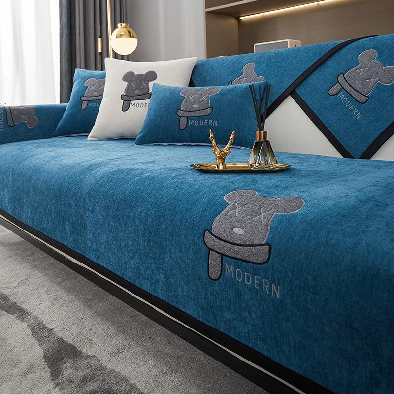 Подушка для дивана из синели, новый всесезонный легкий роскошный противоскользящий чехол, чехол на спинку, утолщенная подушка для сиденья