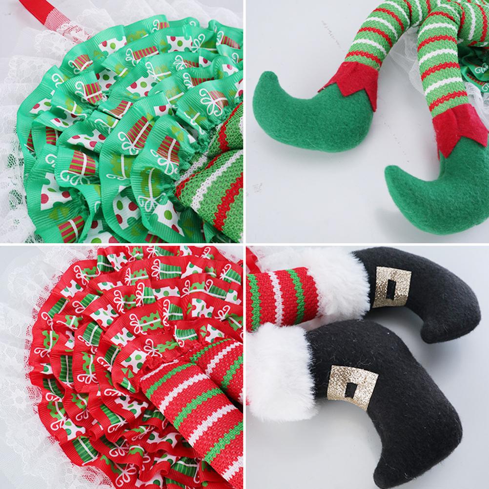 Рождественский венок, подвесной венок из ножек эльфа, украшения для входной двери, подвесные украшения для рождественской елки