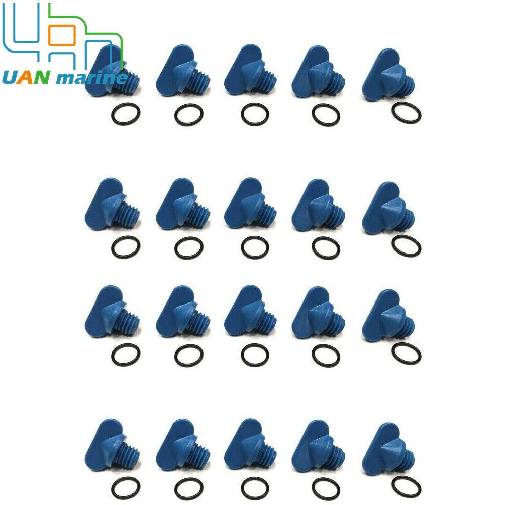 For Mercruiser Exhaust Manifold Water Drain Plug Blue 13992 18-4226 22-806608A1 22-806608A2 20 PACK