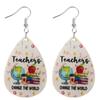 School Season Teacher Student Water Drop Shaped Wooden Earrings Student Handwritten Rainbow Bridge Stability
