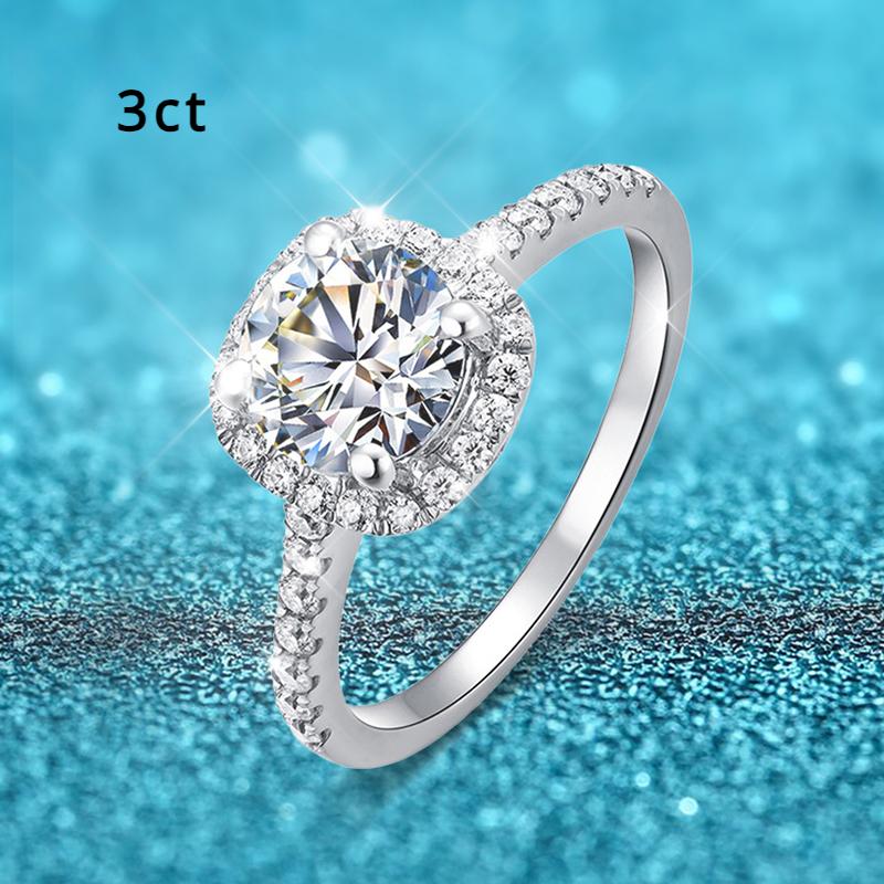 100% Moissanite Rings 1CT 2CT 3CT Brilliant Diamond Halo Engagement Rings For Women Girls Promise Gift Sterling Silver Jewelry