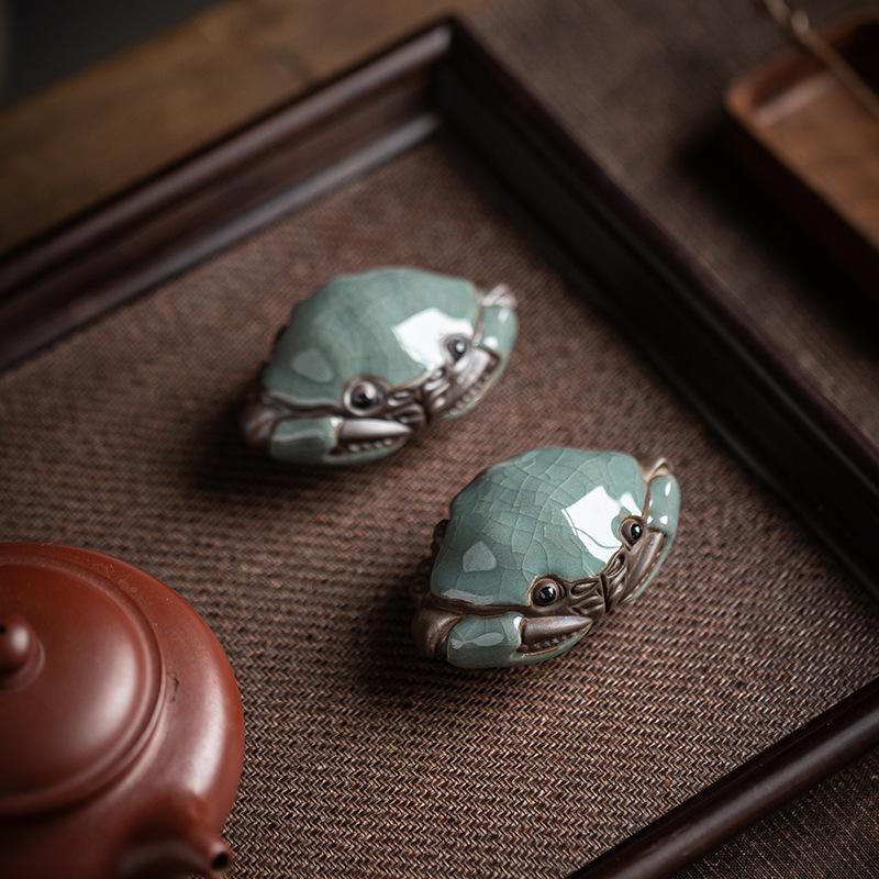 Трещиноватая глазурь Крабовая игрушка ручной работы Kongfu Tea Pet Decoration Чайный столик Чайная церемония Аксессуары Чайная мебель для животных для показа
