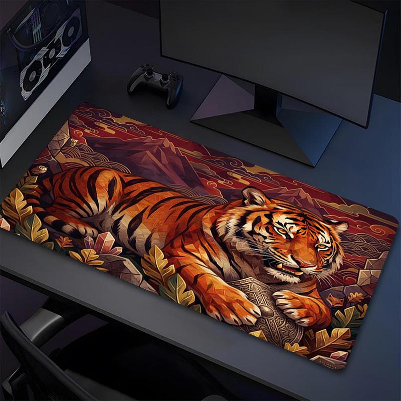 Tiger Art Xl Gaming Mouse Pad Nonslip Rubber Base Stitched Edge Waterproof Desk Mat For Pc Laptop Gamer Office Computer Accessories C927637