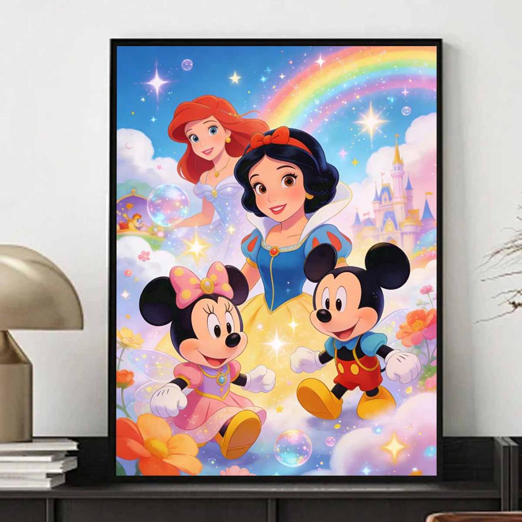 Disney Diamond Art Painting Kit featuring Princesses & Mickey Mouse Home Wall Decor Handmade Gift for Fans and Collectors