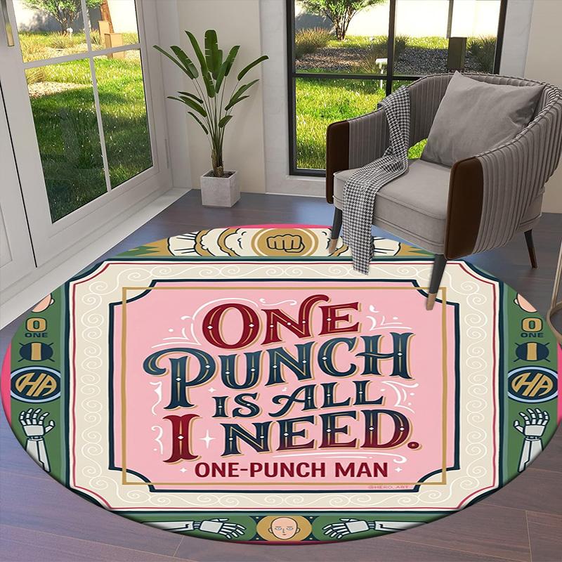 Onepunch Man Round Area Rug Carpet Rug For Living Room Bedroom Sofa Playroom Decor Nonslip Floor Mat