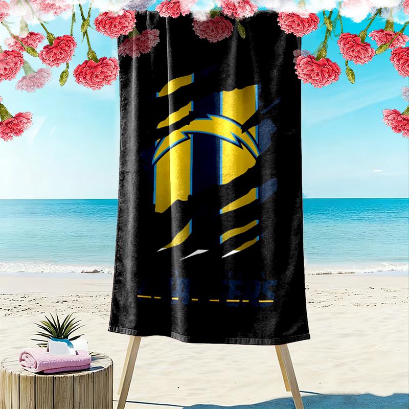 Los Angeles Chargers Print Beach Towel, Large Soft Quick Dry Towel for Beach Camping Swimming