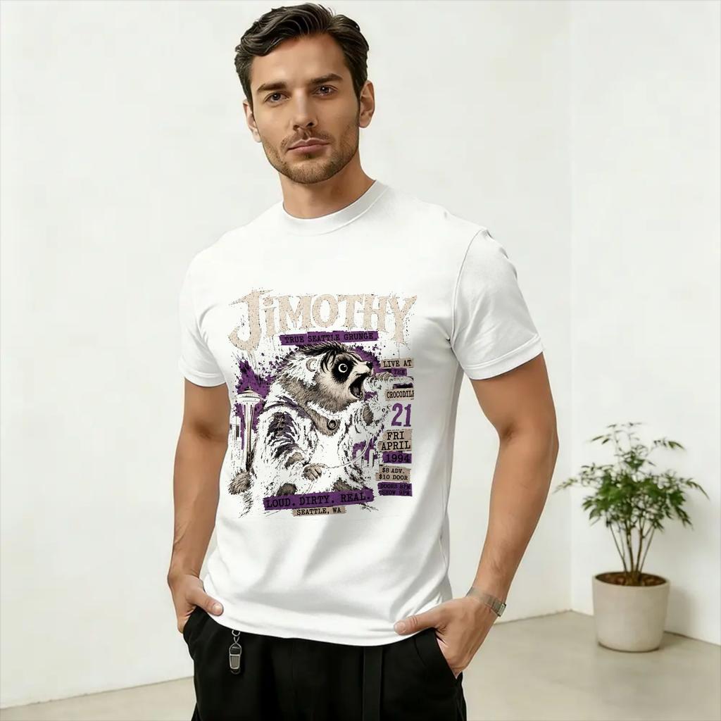 Jimothy True Seattle Grunge T Shirts Unisex's Cotton Crazy T-Shirts Round Collar Tee Shirt Short Sleeve Tops Summer