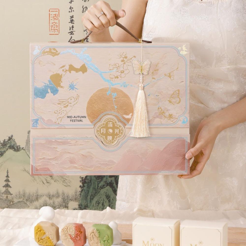 Chinese Style Moon Cake Box 6/8 Grids Egg Yolk Crisp Packaging Box  Festival Celebration