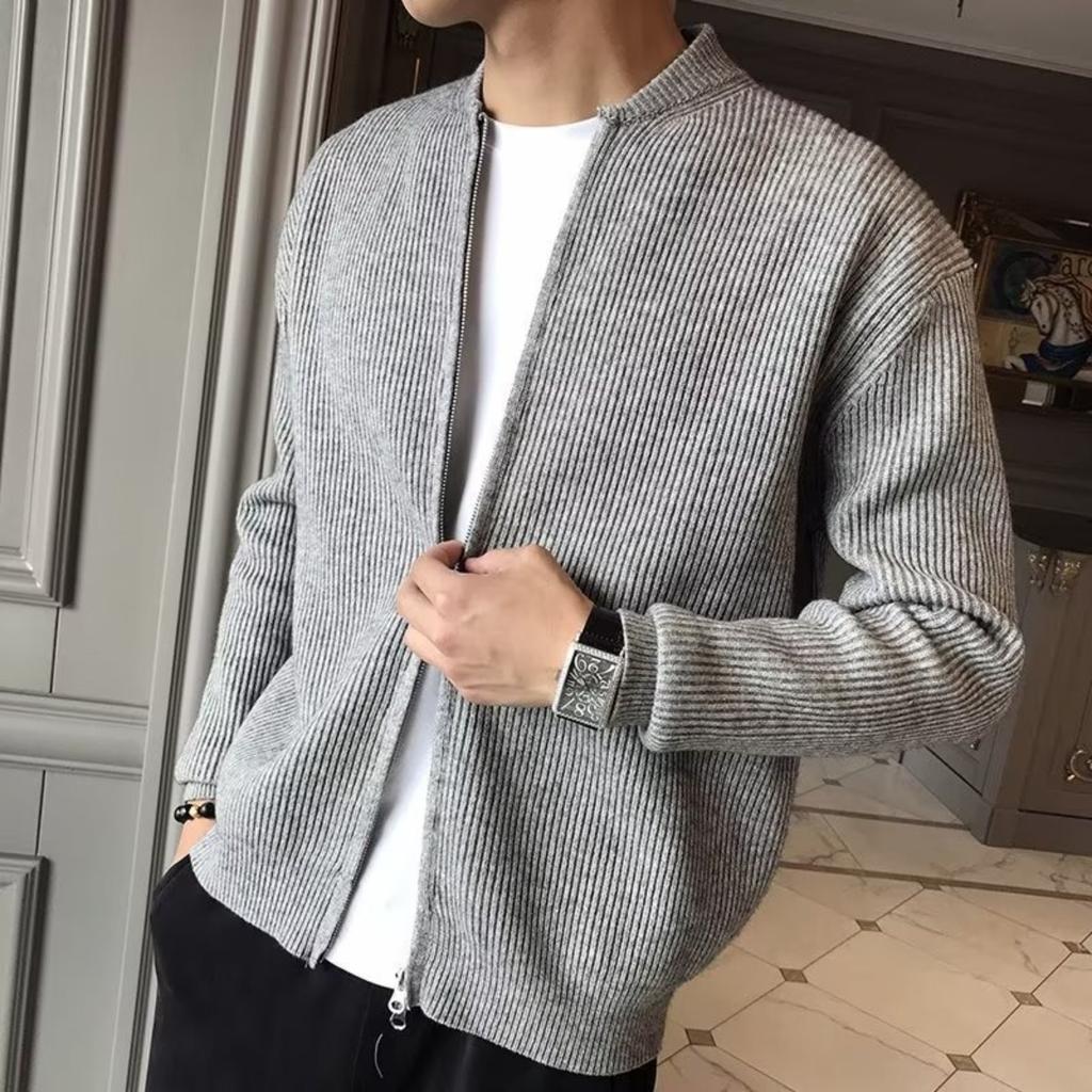 Large Size Sweater, Knitted Sweater Jacket, Men's Cardigan Jacket, Warm and Slim Fit Sweater