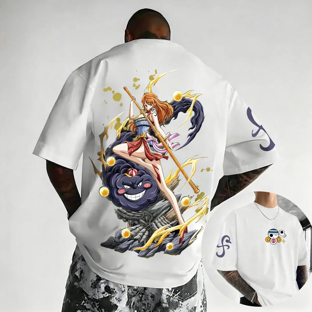 Bandai One Piece Луффи Зоро Печатная Хлопковая Короткорукавка 2026 Лето Дышащая Мужская и Женская Свободная Спортивная Модная Футболка