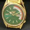 VINTAGE REFURBISHED SEIKO 5 AUTOMATIC 6309A JAPAN MENS GREEN WATCH a440801-4