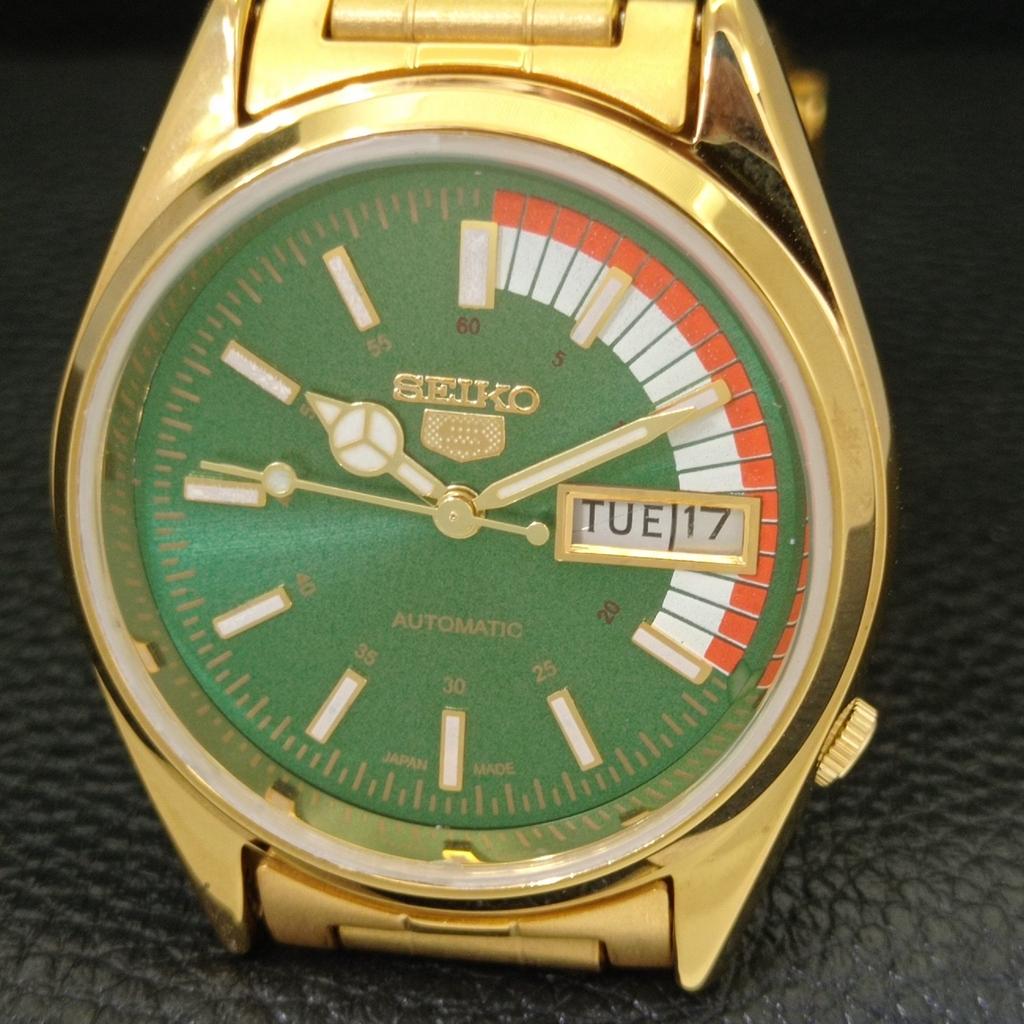 VINTAGE REFURBISHED SEIKO 5 AUTOMATIC 6309A JAPAN MENS GREEN WATCH a440801-4