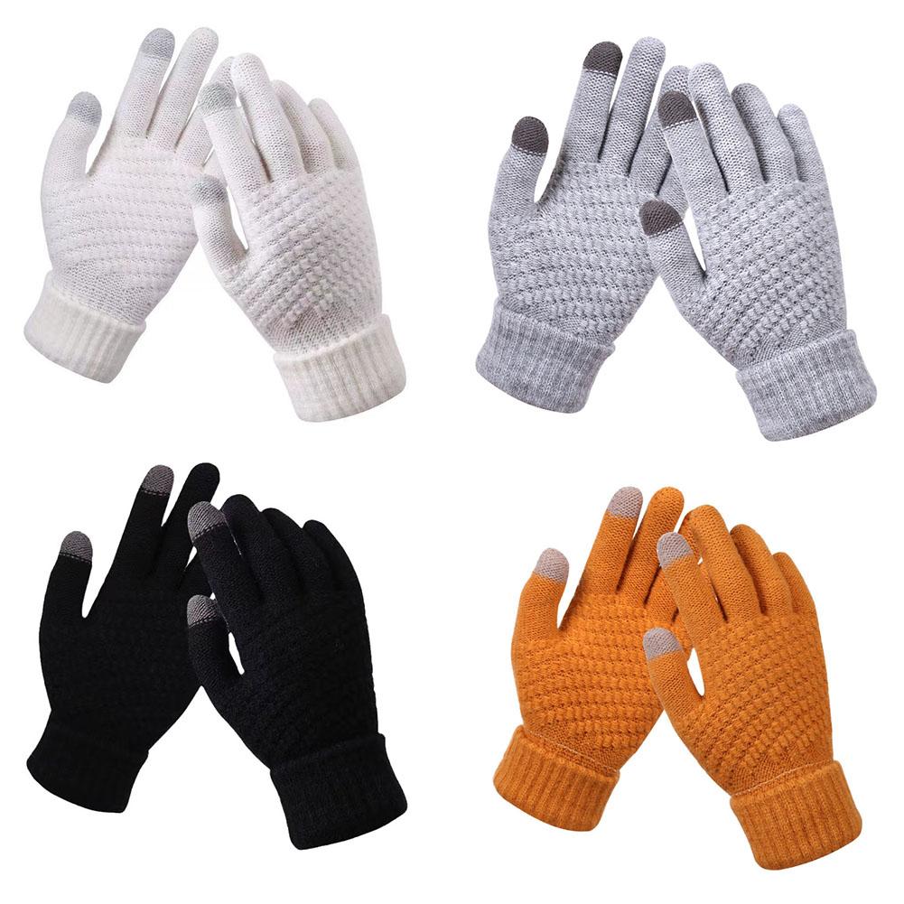 Winter Touch Screen Gloves Warm Elastic Knitted Full Finger Gloves for Men and Women Suitable for Outdoor Cycling Driving