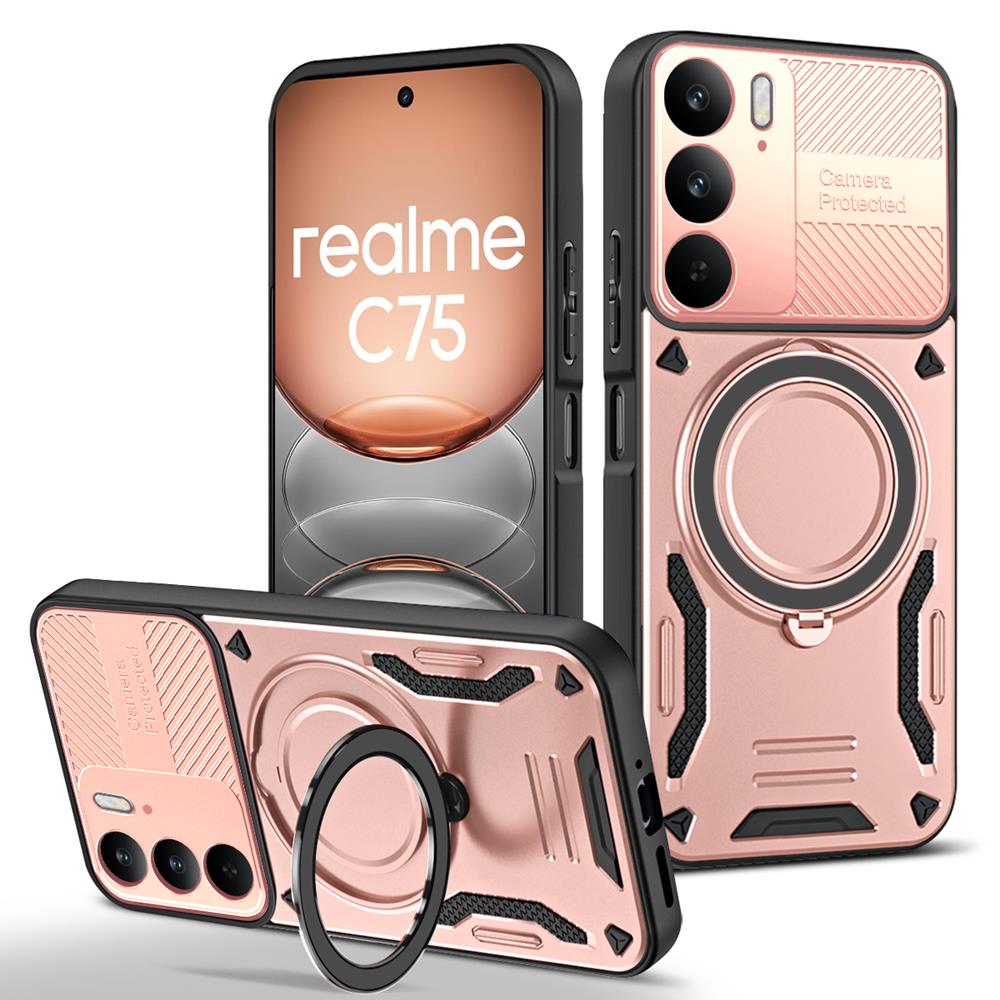 Магнитный чехол-броня для OPPO A5 A5X Reno 13 13F 14 14F Pro Realme 14 15 Pro Plus C75 5G Чехол-бампер с кольцом-подставкой