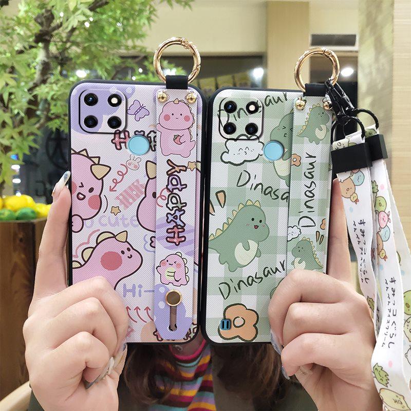 Fashion Design Dirt-resistant Phone Case For OPPO Realme C21Y/C25Y Wristband Soft Case Waterproof Anti-dust Back Cover