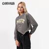 Women's Loose Printed Irregular Hem Short Women's Long Sleeve Sweatshirt