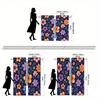 2pcs Floral Curtain Panels - Dark Blue Window Drapes with Orange, Purple, Blue Flowers - Semi-Sheer Light Filtering Window Treat