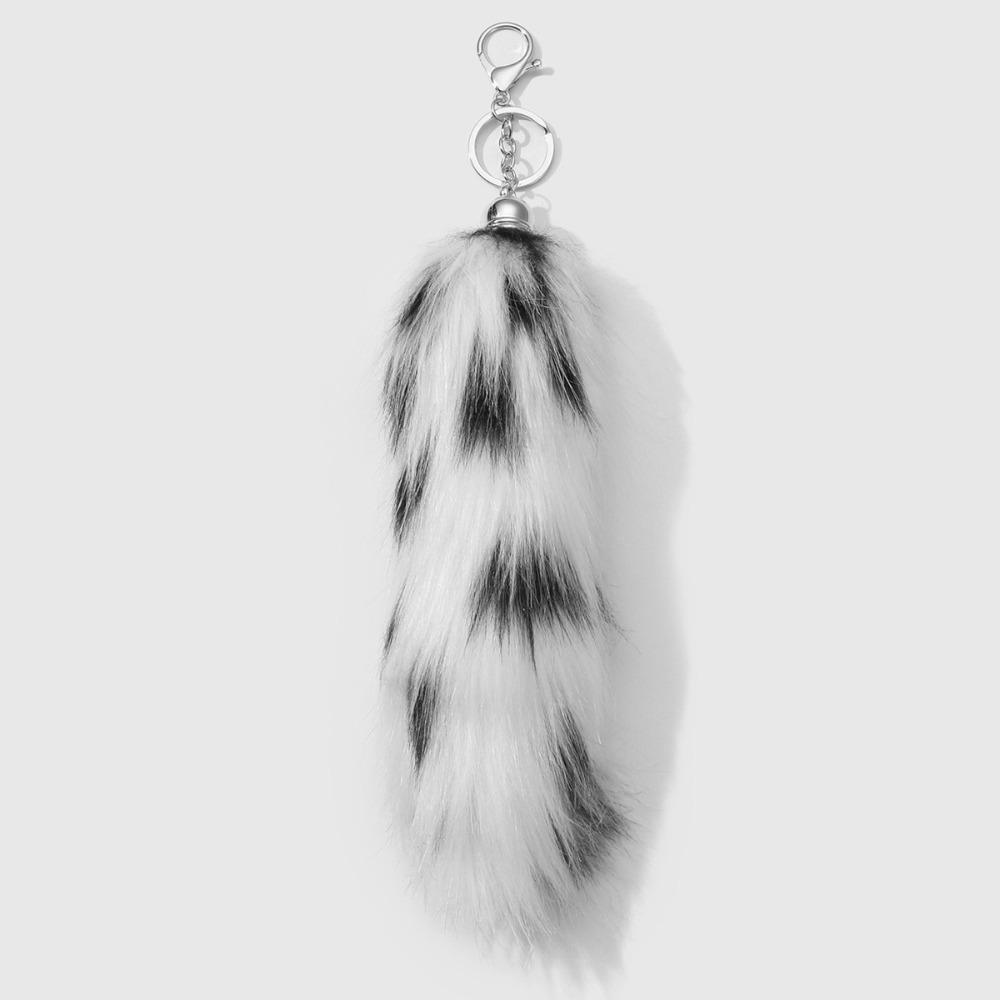 Retro Tail Hanging Keychain Long Hair Plush Tail Keyring Sweet Cool Bag Charms Purse Handbag