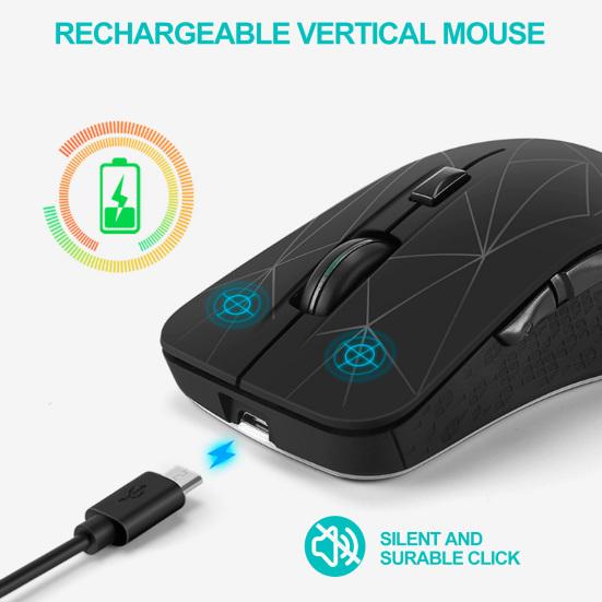 Bluetooth Wireless Mouse Rechargeable Dual Mode 3 Adjustable DPI 6 Buttons Ergonomic Optical Gaming Mouse for PC Computer Laptop