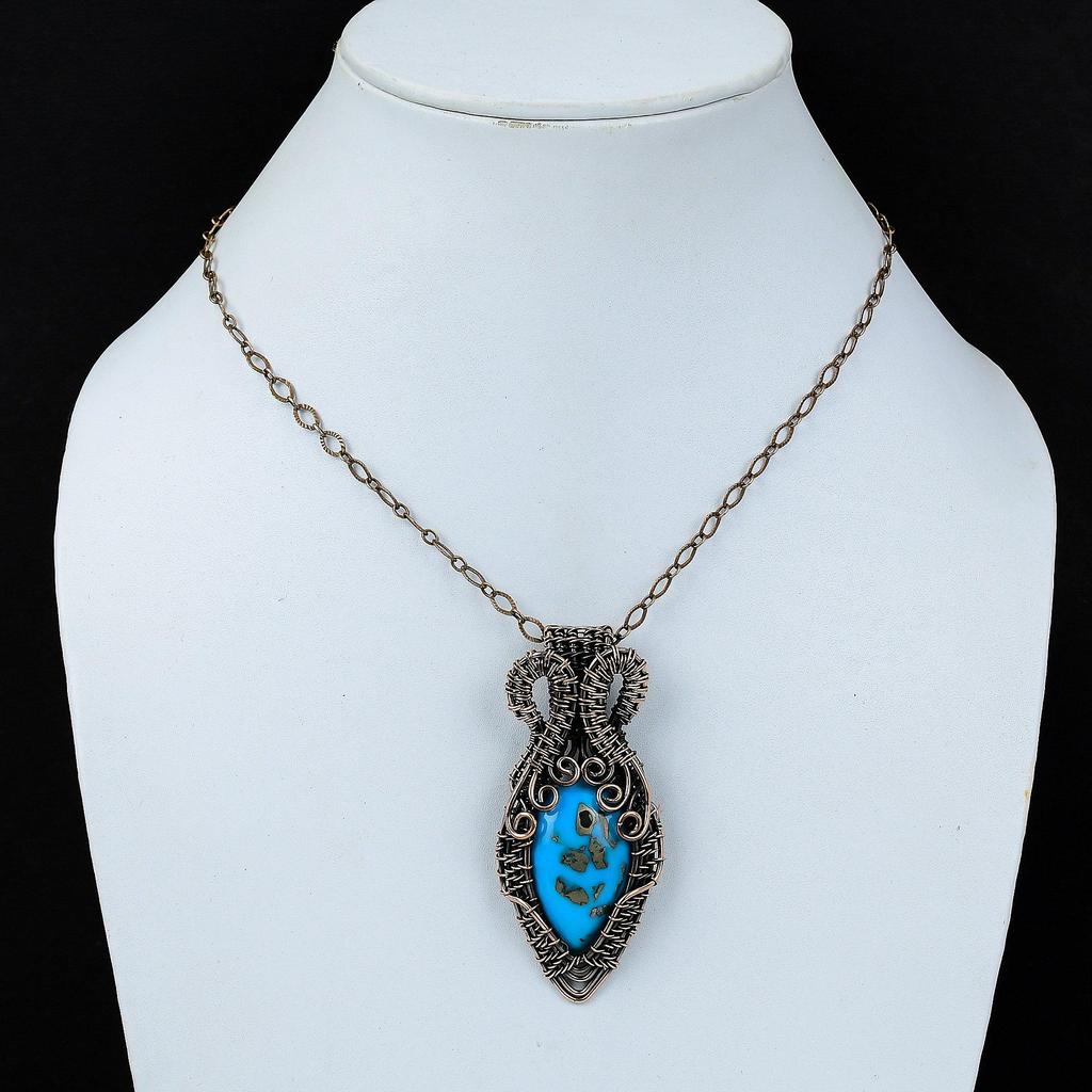 Ювелирные изделия ручной работы с подвеской из чистой медной проволоки из бирюзового камня для нее