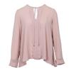 Light Pastel Pink Asymmetrical V-neck Blouse for Women IMPERIAL