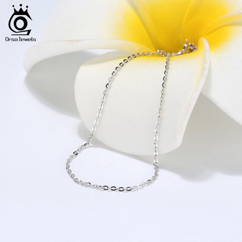 ORSA JEWELS Итальянская 925 пробы Стерлинговое Серебро 1.0мм Кабельная Цепочка Персонализированное Ожерелье для Женщин Звеньевые Цепочки Ожерелье 45 50 55см SC06-P