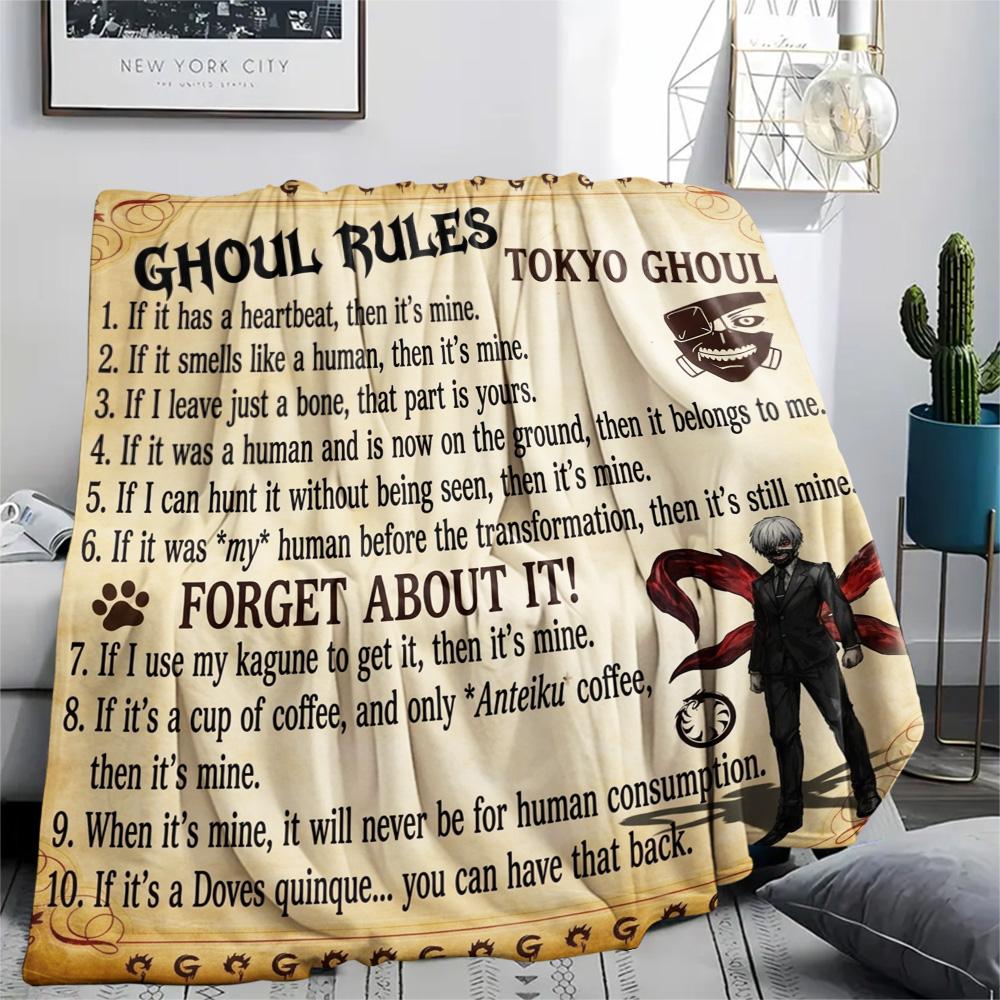 1PC Tokyo Ghoul Patterned Flannel Blanket Suitable For All Seasons For Home Decor Warmth And Comfort Gifts Holiday Present