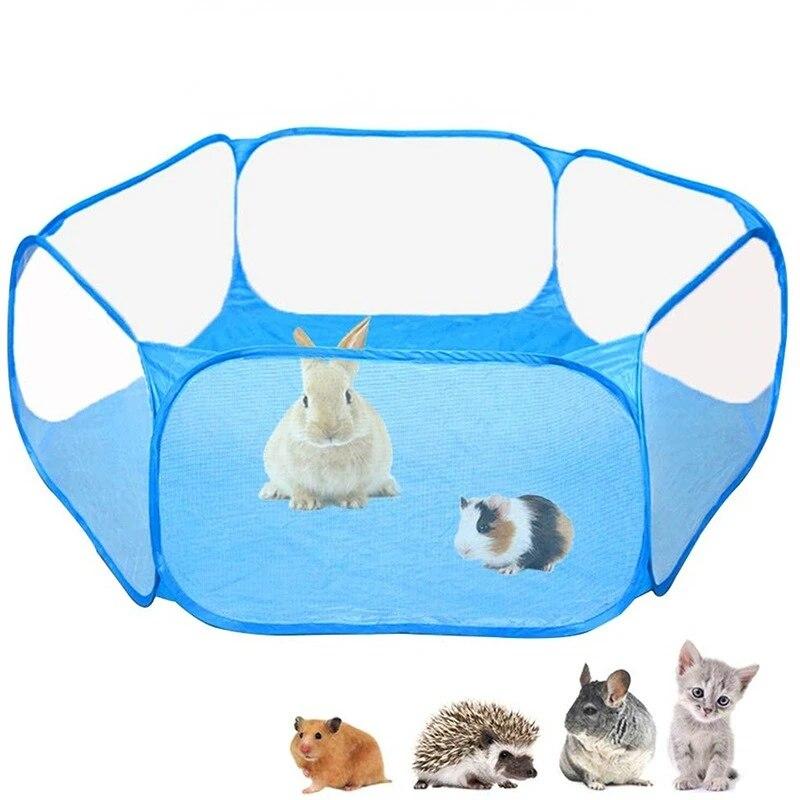 Portable Pet Fence Folding Breathable Cage Playpen for Kitten Hamster Hedgehog Small Animals Rabbit Guinea Pig Waterproof Mat