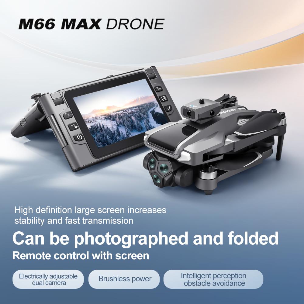2025 Новый M66 MAX Профессиональный Дрон 8K HD Камера Складной Пульт Управления Квадрокоптер с Экраном 5G Wi-Fi Обход Препятствий Оптический Поток Игрушка Подарок