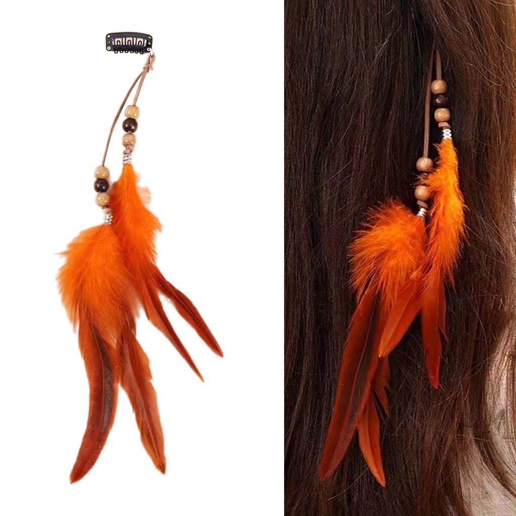 Богемная заколка для волос с кисточками из перьев, длинная повязка на голову для женщин, винтажный этнический стиль, аксессуар для фестивалей и вечеринок