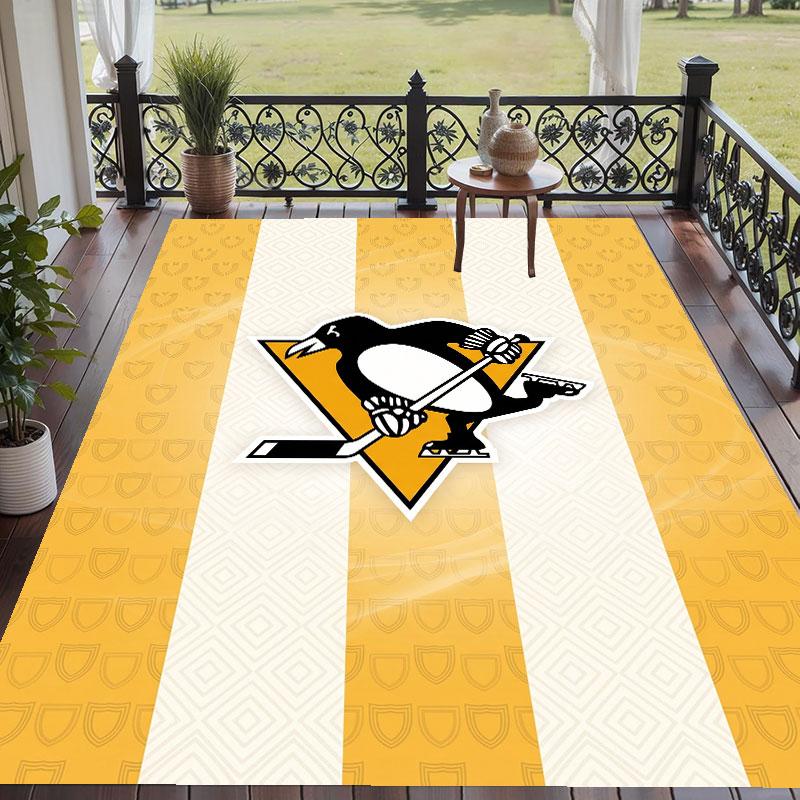 Soft Floor Carpet Pittsburgh Penguins Pattern Area Rug Decorative Mat For Home Room Decoration