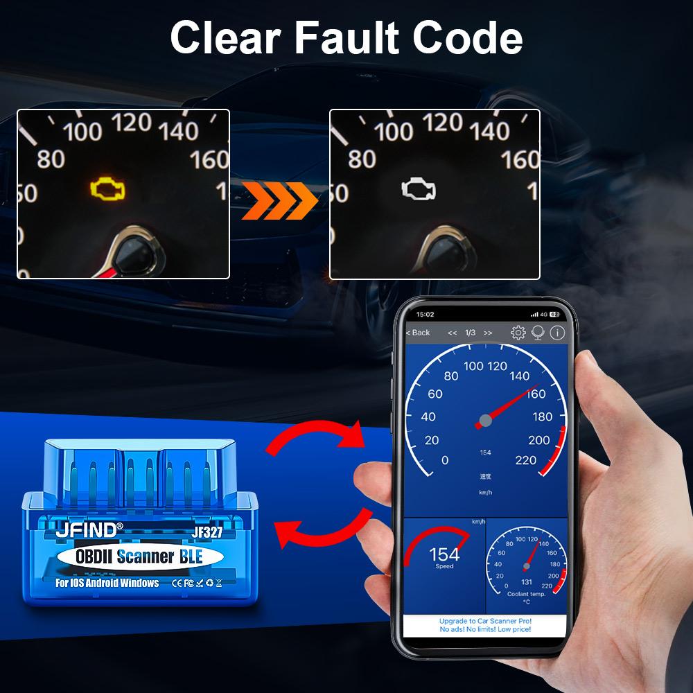 Мини ELM327 Bluetooth 5,1 ELM327 V1.5 для Android/IOS JFIND JF327 BLE Bluetooth считыватель кодов автомобильный диагностический сканер OBD2 PIC18F25K80