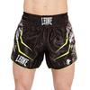 Leone 1947 Muay Thai Kickboxing Shorts, Unisex [LEVO FLUO] Satin Fabric with Wide Side Slits (Size XS), Black/Yellow, AB964F [Authentic]