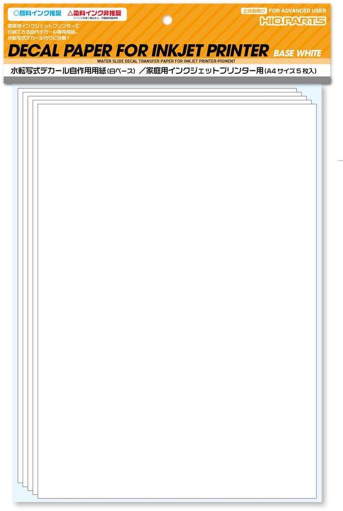 HiQ Parts Бумага для декалей для домашнего струйного принтера A4 5 Декали для пластиковых моделей (Белая основа, Размер), Листы, INKJ-T05WB-V2