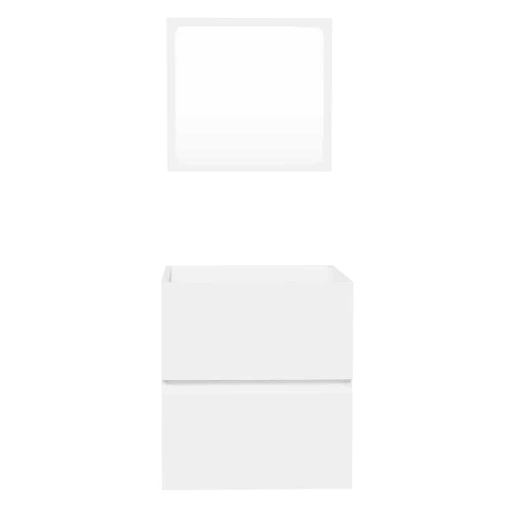 Bathroom Cabinet with Mirror White Wood Based Material