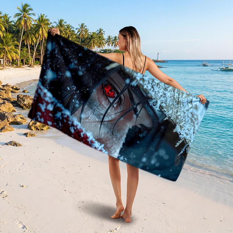 Itachi Uchiha Printed Swim Towel, Portable Water Absorbent Towel for Beach Camping Daily Bathroom Use