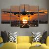 5 Pieces Wall Art Canvas Painting Landscape Poster Airplane In The Sunset Modern Living Room Nordic For Decoration Home
