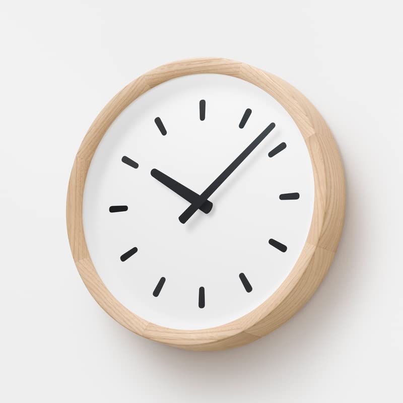 Lemnos Basin Line Analog Wall Clock, Natural Chestnut Wood, PIL23-05 NT