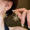 Delicate Rhinestone Elk Earrings for Women Sweet Asymmetrical Snowflake Deer Drop Earring New Year Jewelry Christmas Gift