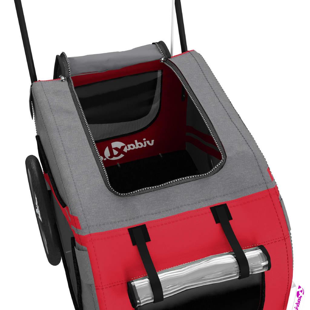 Bicycle Trailer for Dogs Red and Grey Oxford Fabric and Iron