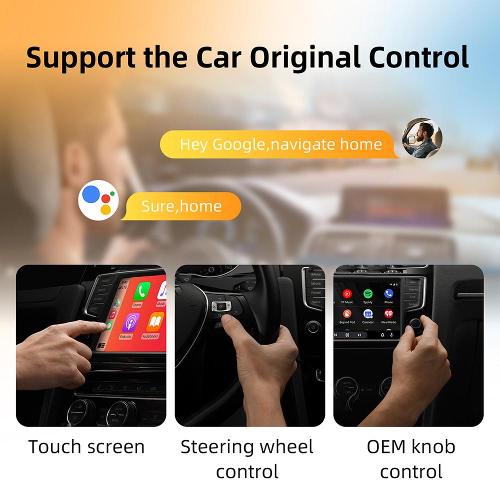 2-в-1 Беспроводной CarPlay-адаптер Беспроводной адаптер Android Auto AI Smart Box Интеллектуальные системы для автомобиля Для автомобиля с проводным CarPlay