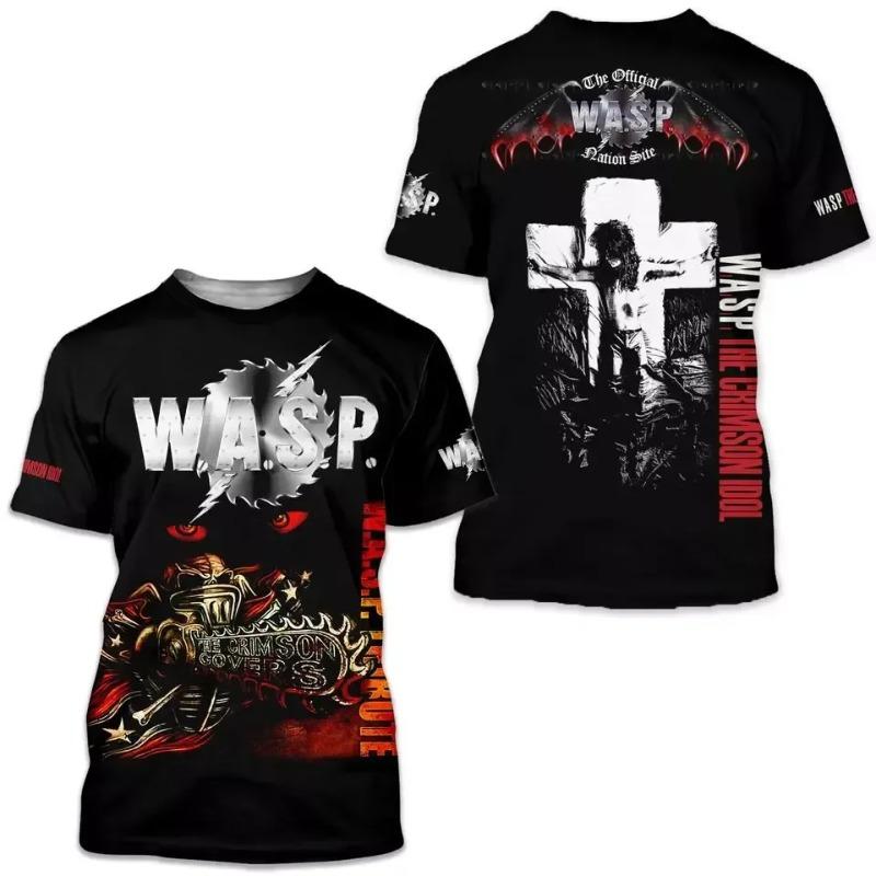 W.A.S.P Рок-футболки 3D-печать Уличная мода Мужчины Женщины Мода Короткий рукав Хип-хоп Футболка Детские Футболки Топы Мужская Одежда