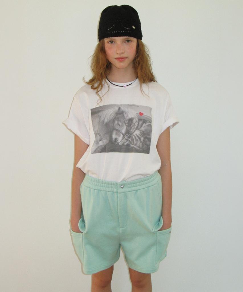 RONRON Cat Pocket Sweat Cargo Shorts Mint